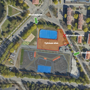 Kartta Kalevan liikuntapuistosta.