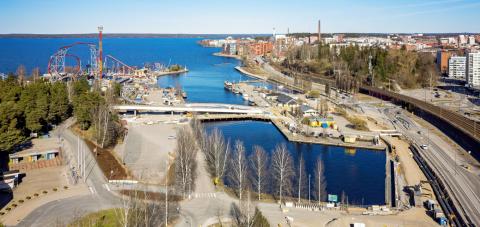 Ilmakuvassa Särkänsilta. Taustalla näkyy Ranta-Tampella.