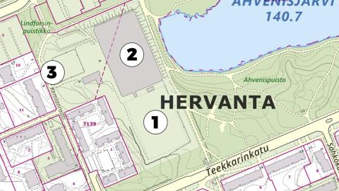 Karttakuva Ahvenisjärven kentän alueesta