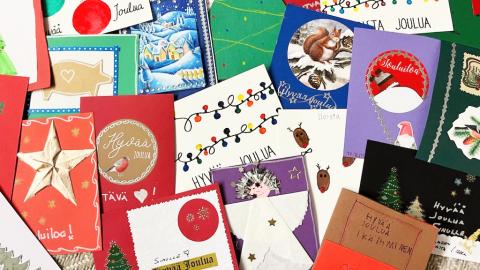 Colorful Christmas cards made by Tampere residents.