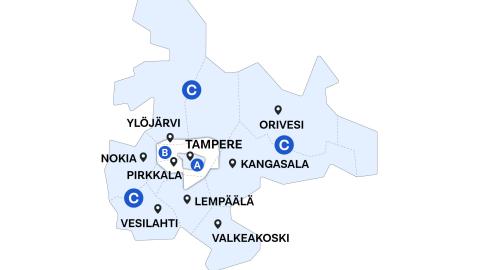 Nyssen ABC-vyöhykkeet kartalla