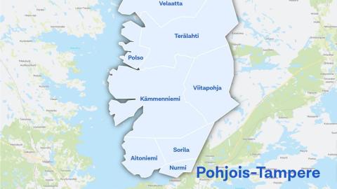 Karttakuva Pohjois-Tampereesta.