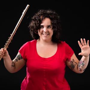 Tampere Talent Ambassador Paloma Catala Carga with a flute in her hand
