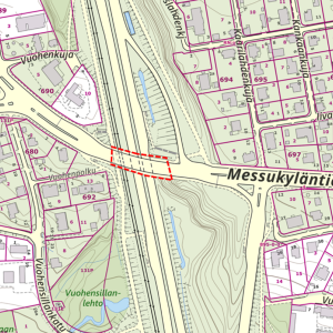 Vuohenojan risteyssilta kartalla.