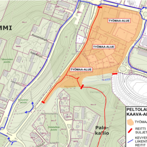 Urakka-alueen työalueen suljetut kulkuväylät