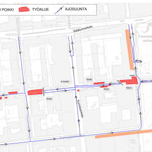 Puutarhakadun katutöihin liittyvät liikennejärjestelyt 5.11.2025 alkaen.