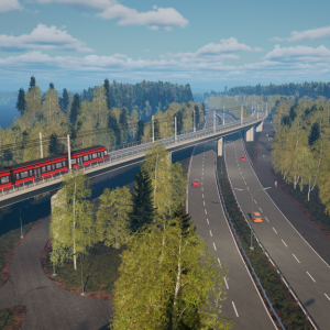 Havainnekuva Rahjukosken raitiotie sillasta Teiskontiellä