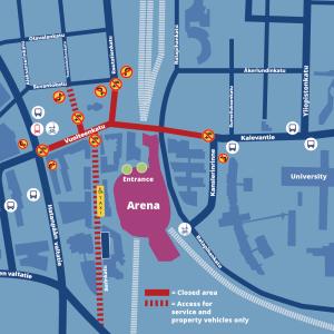 A map showing the traffic arrangements in the Sori area durin UMK.