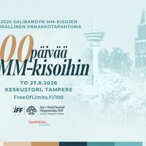 27.8.2026 on 100 päivää siihen kun salibandyn MM-kisat käynnistyvät Tampereella