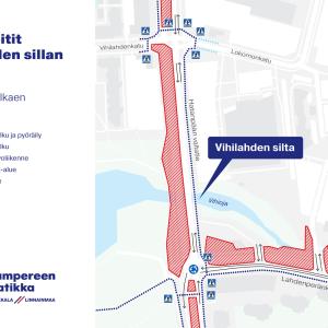 Kuvassa kartta, jossa reittejä.