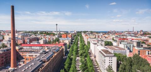 Hämeenpuisto ylhäältä katsottuna Klingendahlin suunnasta.