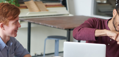 Diverse team working together.