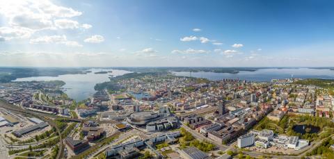 Aerial photo from Tampere city center