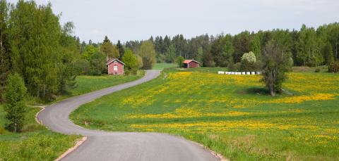 Mutkitteleva maantie maaseudulla.