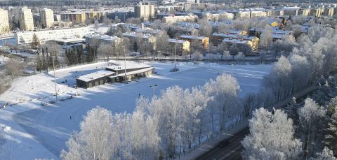Kalevan liikuntapuisto ilmakuva talvella 