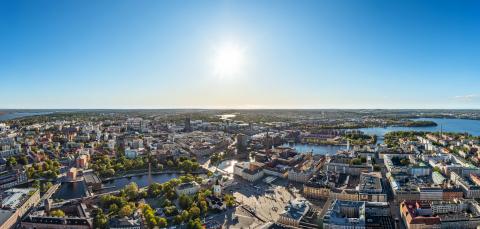 Tampereen keskusta ilmakuvassa.
