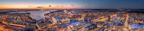 Tampere city center skyline in the night