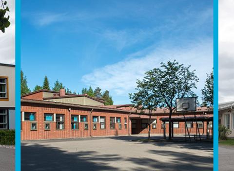 Ahvenisjärven koulun kolme koulutaloa: Pohjois-Hervanta, Kanjoni, Hallila.