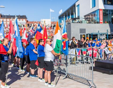 International flags at the opening ceremony of IAAF U23 World Championship in Tampere