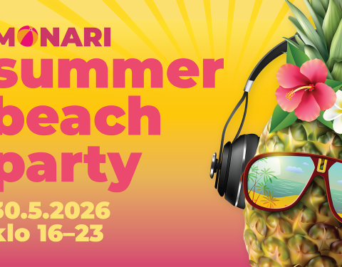 Julistekuva Monari Summer Beach Party -koulujen päättäritapahtumasta