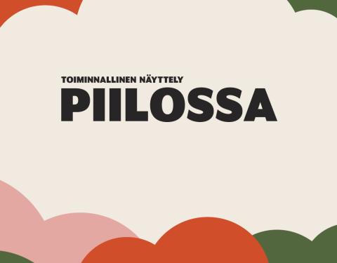Piilossa-näyttelyn kuva, jossa teksti "Piilossa" valkoisessa pilvessä. 