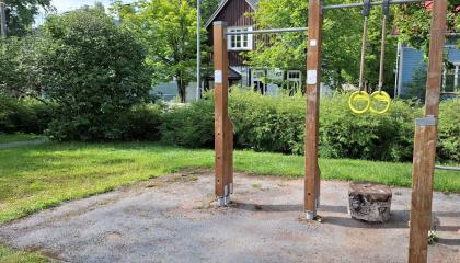 The equipment at the Telkänpuisto outdoor gym.
