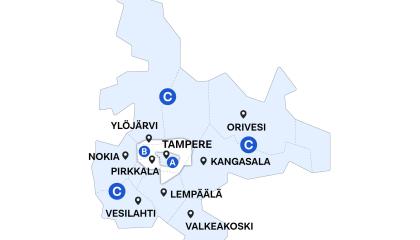Nyssen ABC-vyöhykkeet kartalla