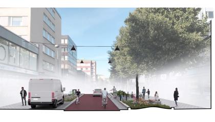 Havinnekuva, jossa pyörät ajavat kahteen suuntaan.