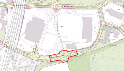 Kartta, jossa rajattu alue merkitty punaisella.