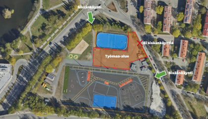 Kartta Kalevan liikuntapuistosta.