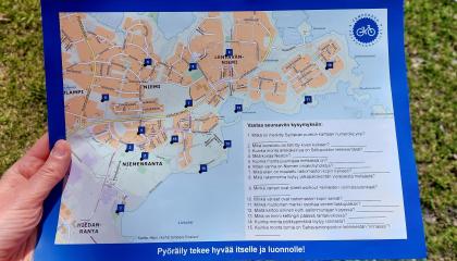 Pyöräilykartta Lentävänniemen ja Niemenrannan alueelle.