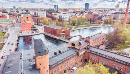 Ilmakuva Tampereen keskustasta.