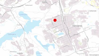 Kartalla näkyy Kanjonin koulun sijainti Tampereella.