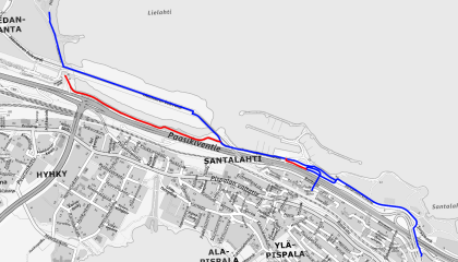 Jalankulun ja pyöräilyn reitti Näsisaaren kautta