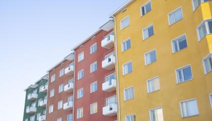 Colourful apartment buildings. 