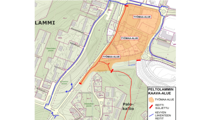Urakka-alueen työalueen suljetut kulkuväylät