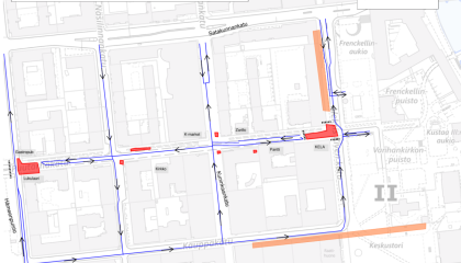 Kartta moottoriajoneuvojen reiteistä.