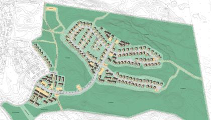 Kuvassa vihreällä karttapohjalla asuintalojen alue.