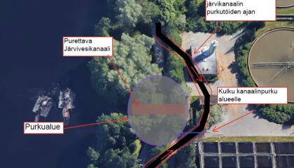 Viinikanpolun liikennejärjestelyt karttakuvassa esitettynä.