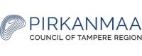 Pirkanmaan liiton logo, jossa on tyylitelty sormenjälkikuvio ja teksti ”Pirkanmaa – Council of Tampere Region”.