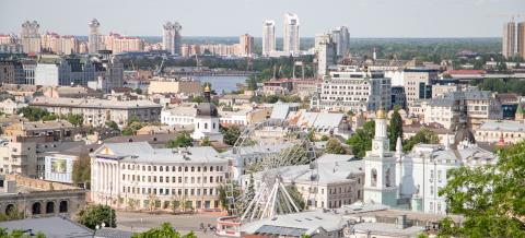 Aerial view of the centre of Kiev.
