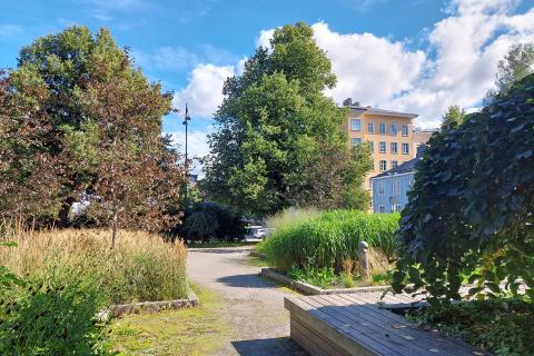 Näkymä Heinäpuistoon.