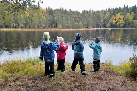 Children by the lake.