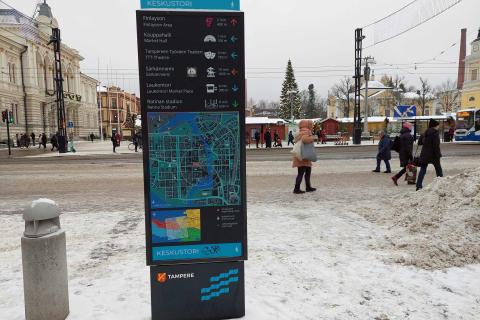 A regional poster in the Central Square directs you to interesting places to visit in the surrounding area.