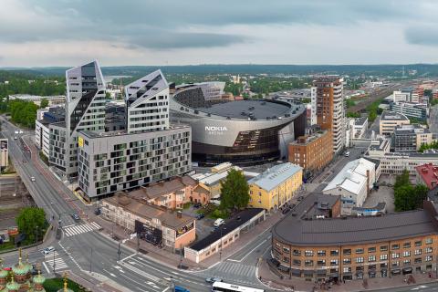 Nokia Arena and surrounding buildings.