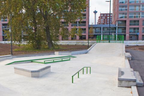 Skeittirakenteita Soukkapuistossa