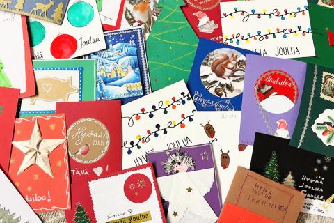 Colorful Christmas cards made by Tampere residents.
