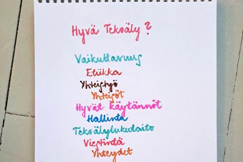 Listaus erilaisista elementeistä, joista hyvä tekoäly rakentuu.