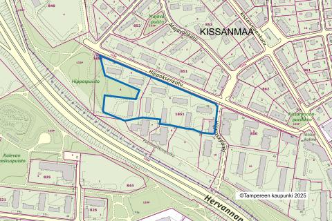 Asemakaavan nro 9040 rajaus virastokartalla