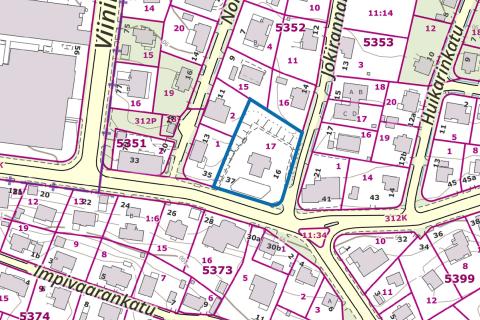 Asemakaavan nro 9037 rajaus virastokartalla